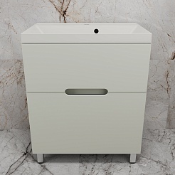 Style Line Тумба с кварцевой раковиной жасмин Матис 70 олива – фотография-2